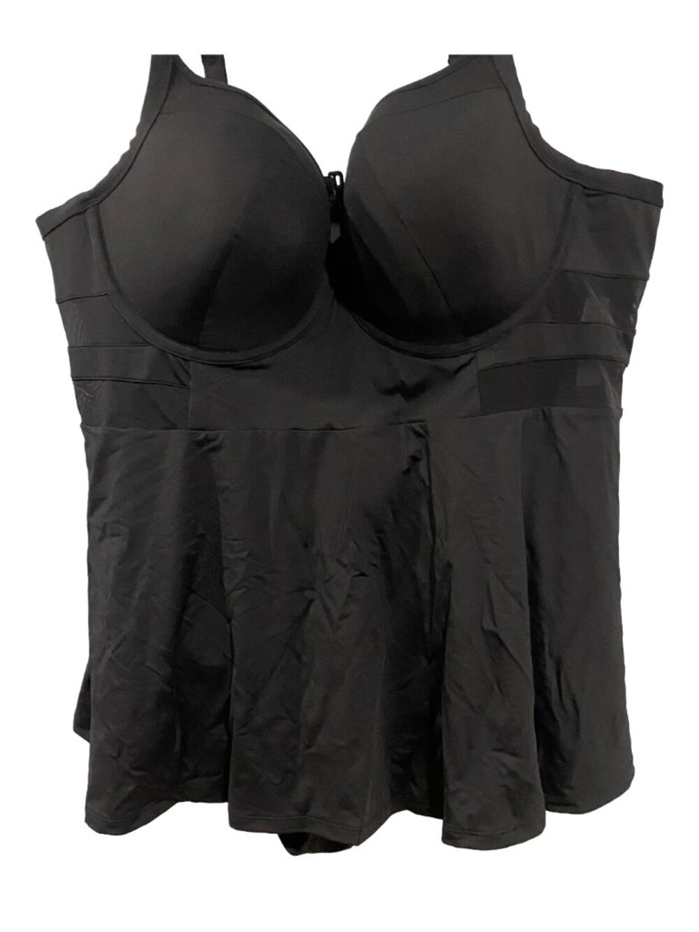 PENNINGTONS Mesh Skirted Swim Dress Black 2XL Plus Size Swimwear Curvy Swim 1pc